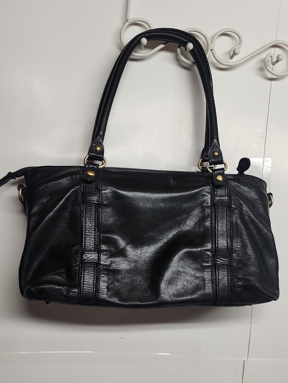 Vintage Classic Black LOEWE super soft Leather Quality Tote Handbag Minimalist